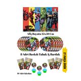 HAPPYLOOPPARTY Yenilmezler AvengerS Temalı Doğum Günü Tabak , Bardak , Afiş Seti