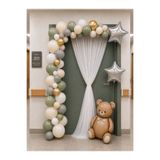 HAPPYLOOPPARTY Yeşil Beyaz Hastane Odası Kapı Süsleme Seti Kız Erkek Bebek Baby Shower Balon Kapı Tülü Tül Konsept