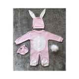 Happymom Pembe Yenidoğan Bebek Tavşanlı Tulum Seti