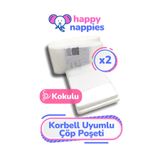 HappyNappies 15/16 lt Uyumlu Yerli Malı Muadil Çöp Poşeti - 2 Paket - 1000 Adet Bebek Bezi Kapasitesi