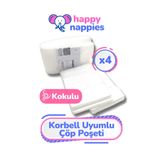 HappyNappies Korbell 15/16lt Uyumlu Yerli Malı Çöp Poşeti - 4 Paket - 2000 Adet Bebek Bezi Kapasiteli