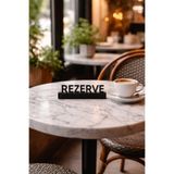 Happynesso 3 Boyutlu SİYAH Pleksi Masaüstü REZERVE Yazısı | Restoran Masa Ayırtma Tabelası 14x4cm