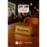 Happynesso Masa Yazısı Serisinden ŞEFFAF Pleksi Üstü ÇİFT Yön GOLD Metal "REZERVE" Yazısı - 100 mm X 50 mm