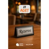 Happynesso Masa Yazısı Serisinden SİYAH Pleksi Üstü TEK Yön SİLVER GRİ Metal "REZERVE" Yazısı - 100 Mm X 50 Mm
