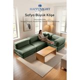 Happynight Comfort Sofya Büyük Köşe | Aktivite Koltuğu | Oyun Koltuğu | Sünger Koltuk | Sinema Koltuğu. 270X180 cm - Yeşil