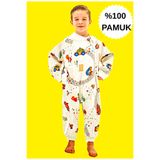 Happystore Elyafsız Organik Kışlık Uzun Kol Çift Kat %100 Pamuk Pazen Arabalı Cocuk Bebek Uyku Tulumu