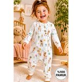 Happystore Elyafsız Organik Kışlık Uzun Kollu Çift Kat %100 Pamuk Pazen Bambili Çocuk Bebek Uyku Tulumu
