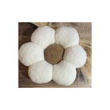 happyteks papatya yastık kahverengi peluş kırlent yastık ekru-koyukahverengi
