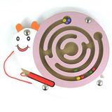 HappyToy Hayvan Mini Ahşap Yuvarlak Manyetik Duvar Numarası Labirent Manyetik Boncuklar Tahta Oyunu Üzerinde Labirent Şehir Trafik Eduactional Handcraft Toys (Pembe Salyangoz)