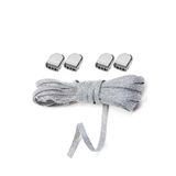 hapshoe Akıllı Kilitli Ayarlanabilir Gümüş Simli 6 MM Lastik Pratik Bağcık 1 Çift