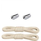 hapshoe Ayarlanabilir 1 Çift Bej Vidalı Kapsül Uçlu 6 MM Lastik Pratik Bağcık