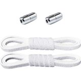 hapshoe Ayarlanabilir 1 Çift Gümüş Simli Vidalı Kapsül Uçlu 6 MM Lastik Pratik Bağcık