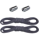 hapshoe Ayarlanabilir 1 Çift Koyu Gri Vidalı Kapsül Uçlu 6 MM Lastik Pratik Bağcık
