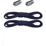 hapshoe Ayarlanabilir 1 Çift Lacivert Vidalı Kapsül Uçlu 6 MM Lastik Pratik Bağcık