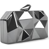 hapshoe look Geometrik Desenli Platin Metal Clutch Abiye Çanta