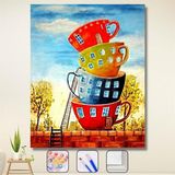 Hapy Hoby Bardak Kulesi Çerçeveli Sayılarla Boyama Seti 40 x 50 cm