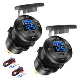 Hapytrip 12 V USB araç prizi yuvarlak USB C 12 V priz, 3 portlu deniz USB hızlı şarj cihazı, su geçirmez sigara prizi, USB yedek alüminyum, şalterli ve voltmetre, tekne, golf arabası, motosiklet için uygundur