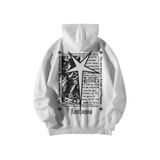 Harajuku Style Kadın Erkek Beyaz Fantasia Baskılı Ebstar Oversize Kapşonlu Kanguru Cepli Sweatshirt