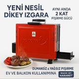Hararet Dumansız Elektrikli Izgara Dikey Mangal - Apartman Kapalı Alan Mangalı 2800W - Kırmızı