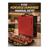 Hararet Dumansız Elektrikli Izgara Dikey Mangal - Apartman Kapalı Alan Mangalı Çift Taraflı 2800W - Kokusuz Izgara