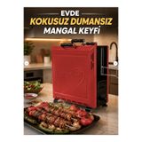 Hararet Dumansız Elektrikli Izgara Dikey Mangal - Apartman Kapalı Alan Mangalı Çift Taraflı 2800W - Kokusuz Izgara