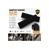 Hard Guard 2'li Emniyet Kemeri Kılıfı Yumuşak Kumaş Konfor Pedi Omuz Boyun Koruyucu Cırt Cırtlı Evrensel Siyah