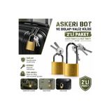 Hard Guard Askeri Bot Kilidi, Dolap Kilidi ve Valiz Kilidi 2'li Paket Dayanıklı Pirinç Asma Kilit Anahtarlı Güvenlik Kilit Seti