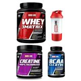 hard line nutrition Hardline Whey 3Matrix 908 Gr Çikolata + Kreatin 300 Gr + BCAA 4:1:1 Atb6 120 Tablet + Shaker