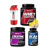 hard line nutrition Hardline Whey 3Matrix 908 Gr Muz + Kreatin 300 Gr + BCAA 4:1:1 Atb6 120 Tablet + Shaker