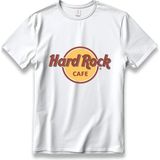Hard Rock Cafe Tasarım Baskılı T-Shirt Unisex %100 Pamuk Nefes Alan Kalın Kumaşlı Tişört - Beyaz - XL