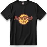 Hard Rock Cafe Tasarım Baskılı T-Shirt Unisex %100 Pamuk Nefes Alan Kalın Kumaşlı Tişört - Siyah