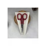 Hard Steel Nakış Dikiş Elişi Makası Kırmızı Saplı Çelik Uç - 12.5 Cm Boy