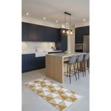 Hardal Geometrik Desenli Modern Kilim - Makinada Yıkanabilir