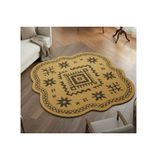 Hardal Kahve Motifli Özel Kesim Dokuma Taban Halı, 448 Yng, 120X120 Cm