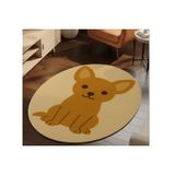 Hardal Köpek Desenli Oval Dokuma Taban Halı, 436 Yng, 100X150 Cm