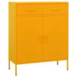 Hardal Sarı Çelik Saklama Dolabı 80 x 35 x 101,5 cm - Ev, Ofis, Dvd, Kitaplar, Temel Depolama Çözümü için 3 Çekmeceli ve Raflı Sağlam Metal Düzenleyici