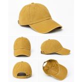 Hardal Sarısı Eskitme Pamuklu Beyzbol Şapkası, Düz, Ayarlanabilir Tokalı, Unisex,Trucker