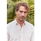 Hardal Uzun Kollu Çizgili Biritli Yaka Pamuklu Likralı Casual Slim Fit Dar Kesim Gömlek 1004240233