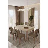 Hardalım Consept 80 x 130 Açılabilir 6 - 8 Kişilik Mutfak Masası Takımı Yemek Odası Takımı Yemek Masası Salon Takımı