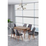 Hardalım Consept Manolya Atlantik Çam 80x130 Açılabilir Yemek Masası, Yemek Masa Takımı, 6 Kişilik Masa Sandalye