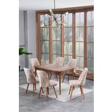 Hardalım Consept Manolya Barok 80x130 Açılabilir Yemek Masası, Yemek Masa Takımı, 6 Kişilik Masa Sandalye