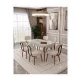 Hardalım Consept Modern Açılır kapanır 80×130cm açık 80×170cm yemek masası Mutfak ve Salon Yemek Masası Takımı - 6 Sandalyeli Ahşap Ayaklı