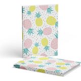 Hardcover Çizgili Ananas 2 Adet 13X21 cm Defter - Karışık-Çok Renkli - Ciltli - 13*20