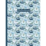 Hardcover Sketchbook with Numbered Unlined Pages: Blue & White Watercolor Pumpkin Design: Autumn Eucalyptus Pattern Seasonal Art Journal for Drawing, Sketching & Creative Notes