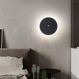 Hareket Sensörlü Duvar Lambası LED Duvar Aydınlatması Şarj Edilebilir Modern Minimalist Yuvarlak Duvar Lambası Yatak Odası Oturma Odası Koridor Merdiven (Siyah Beyaz Işık, 1 Adet)