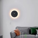 Hareket Sensörlü Duvar Lambası LED Duvar Aydınlatması Şarj Edilebilir Modern Minimalist Yuvarlak Duvar Lambası Yatak Odası Oturma Odası Koridor Merdiven (Siyah Sıcak Işık, 1 Adet)