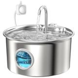 Hareket Sensörlü Paslanmaz Çelik Kedi Su Pınarı - 2.6 Litre Geniş Su Kapasitesi, Koku Yapmayan Malzeme, Sessiz Kullanım, Makinede Yıkanabilir, Kediler ve Köpekler İçin Kullanıma Uygun Su Çeşmesi