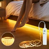 Hareket Sensörlü Pilli 1 Metre Led Gece Lambası Zamanlayıcılı Usb Şarjlı 3000K Dolap Yatak Altı Merdiven Işık Aydınlatması Ip20 Su Geçirmez