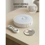 Hareket Sensörlü Yuvarlak Led Aydınlatma & Usb Şarjlı Pratik Gece Lambası (8 Cm)