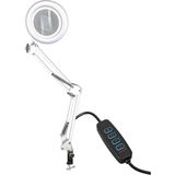 Hareketli, 3 Diopter, Büyüteçli LED Işıklı Masa Çalışma Lambası, Mengeneli, Katlanabilir, - Standart